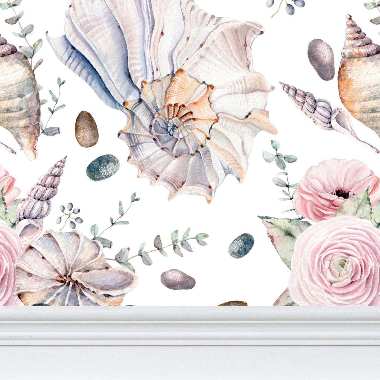 Shells & Blooms Wallpaper