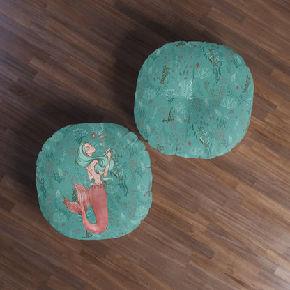 Mermaid Sisters Round Floor Pillow